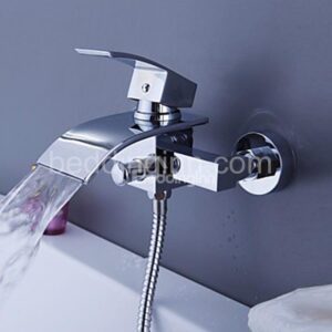 New Arrival Chrome Widespread Waterfall Wall Mount Bathtub Faucet
