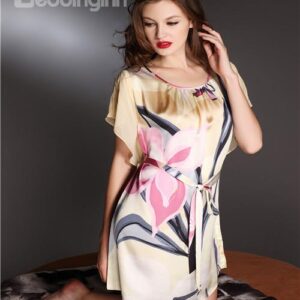 High Quality Beautiful Flowers Skincare Silk Sleepwear