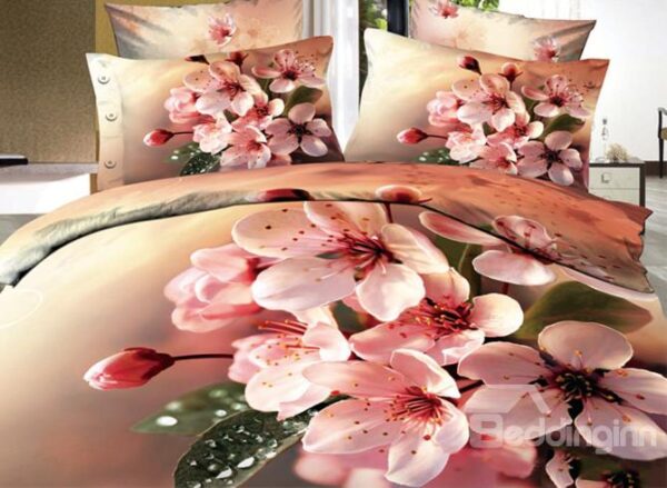 Beautiful Pink Flowers Print 3D Bedding Sets