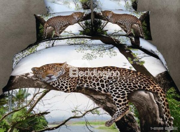 New Arrival Ink Leopard Printed 4 Piece Bedding Sets