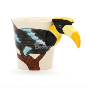 New Arrival Pretty Hand-painted 3D Ceramic Yellow-billed Hornbill Creative Mug