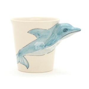 New Arrival Gentle Hand-painted 3D Ceramic Dolphin Creative Mug