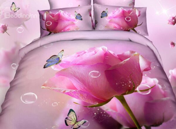 Top Selling France Rose Oil Painting 4 Piece Bedding Sets