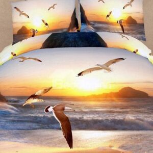 New Style Seagull Flying Over The Sea 4 Piece Bedding Sets