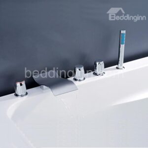 New Arrival Chrome Finish Three Handles Bathtubs Faucet
