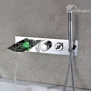 New Arrival LED Color Changing Widespread Waterfall Bathtub Faucet