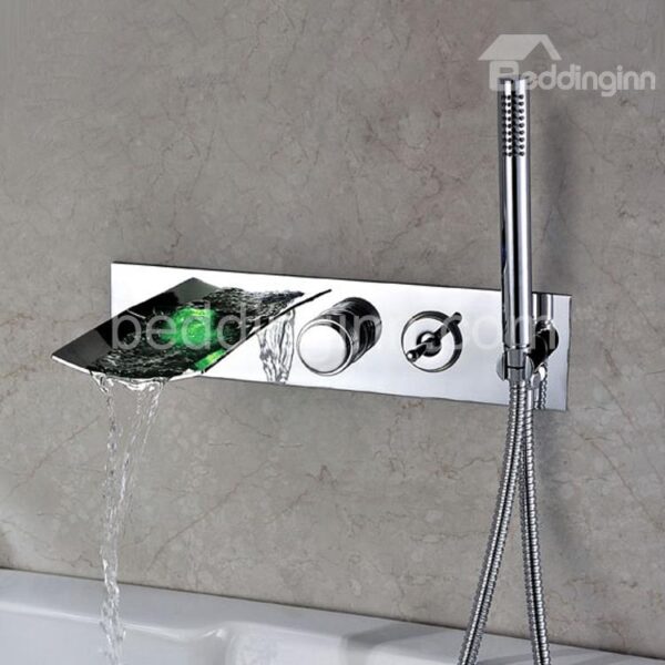 New Arrival LED Color Changing Widespread Waterfall Bathtub Faucet