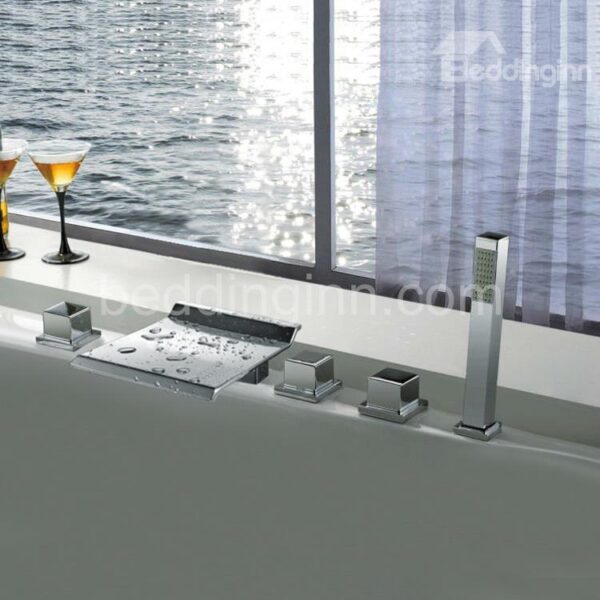 New Arrival Contemporary Style Widespread Waterfall Chrome Finish Bathtub Faucet