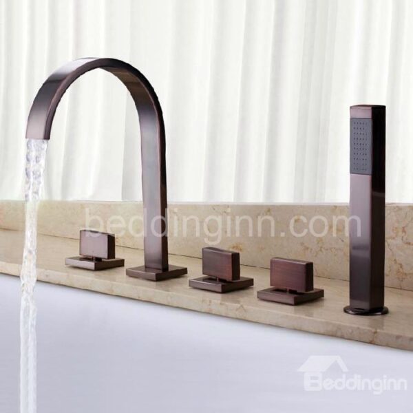 New Arrival Antique Style Widespread Three Handles Waterfall Bathtub Faucet