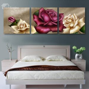 New Arrival Graceful Red And Yellow Roses Cross Film Wall Art Prints