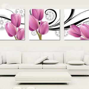 New Arrival Pink Elegant Tulip Cross Film Wall Art Prints