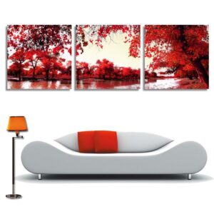 New Arrival Trees With Red Leaves Cross Film Wall Art Prints