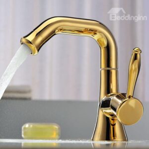 New Arrival High Quality Gold Waterfall Bathroom Sink Faucet