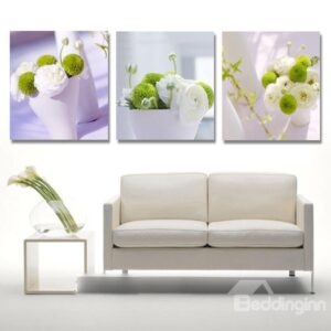 New Arrival White And Green Flowers In The Cups Cross Film Wall Art Prints