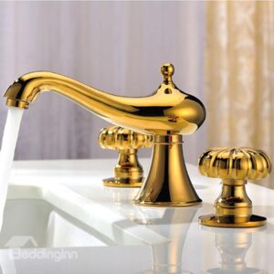 New Arrival High Quality Gold Double Round Handles Bathroom Sink Faucet
