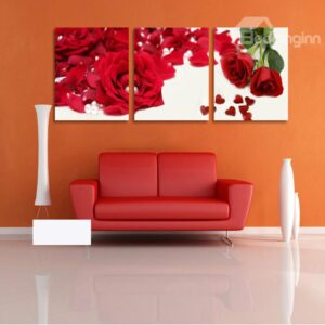 New Arrival Red Roses And Leaves Cross Film Wall Art Prints