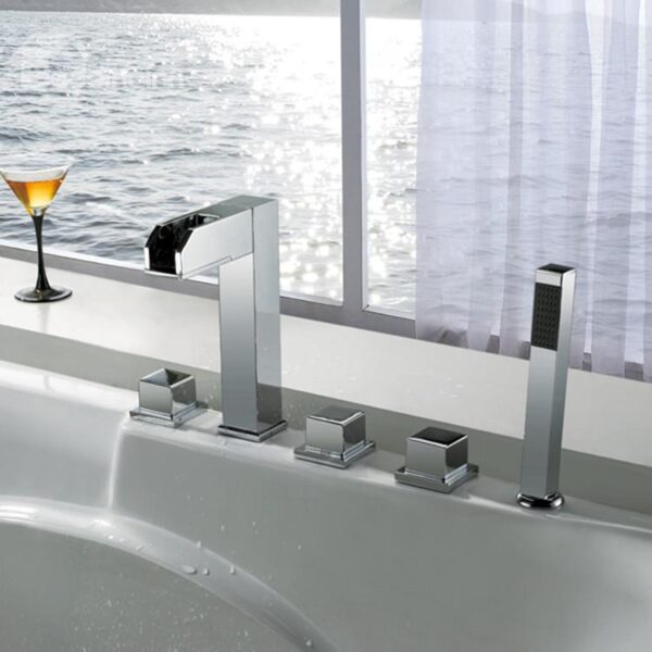 New Arrival High Quality Color Changing Widespread Waterfall Three Handles Bathtub Faucet