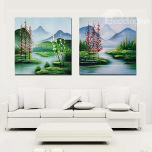 New Arrival Beautiful Flowers Lake And Mountains Cross Film Wall Art Prints