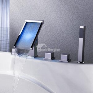 Top Selling High Quality LED Color Changing Rectangle Head Bathtub Faucet