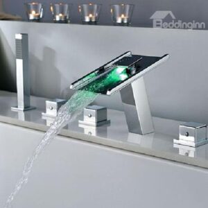 New Arrival High Quality LED Color Changing Three Handles Bathtub Faucet