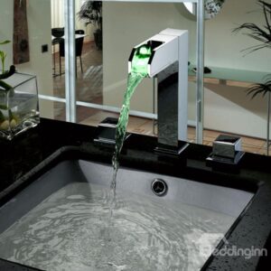 Top Selling High Quality LED Color Changing Double Handles Bathroom Sink Faucet