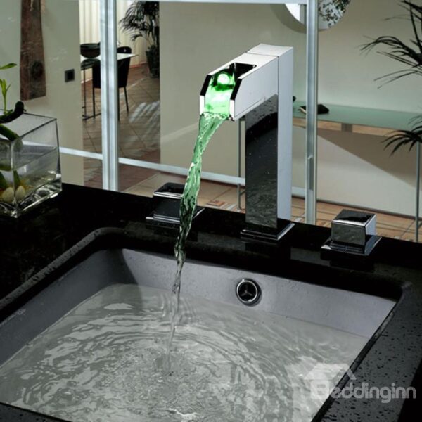 Top Selling High Quality LED Color Changing Double Handles Bathroom Sink Faucet