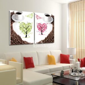 New Arrival Trees And Coffee With Coffee Beans Surrounded Film Wall Art Prints