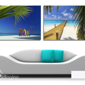 New Arrival Romantic Beach Blue Sky And White Cloud Film Wall Art Prints