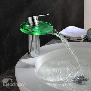 Top Selling Amazing Temperature Control Colorful LED Round Bathroom Sink Faucet