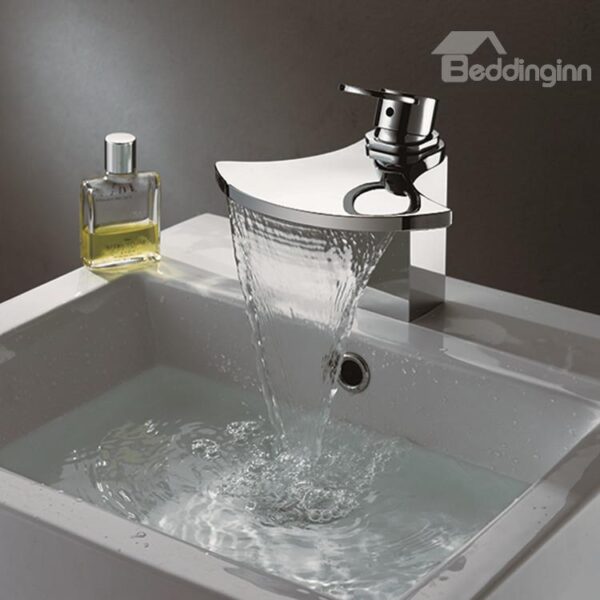 New Arrival Hot Selling Ginkgo-shaped Waterfall Bathroom Sink Faucet