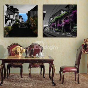 New Arrival Ancient Architecture With Flowers Surrounded Film Wall Art Prints