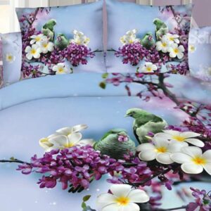 Beautiful Bird Standing On Floral Branch 3D Duvet Cover Sets