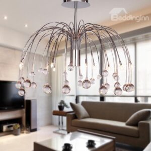 Glamorous K9 Firework Shape Chrome Finished Crystal Chandelier