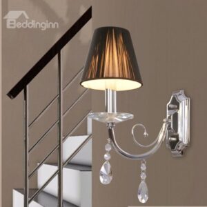 Tempting Elegant Fabric Shade Crystal Wall Light