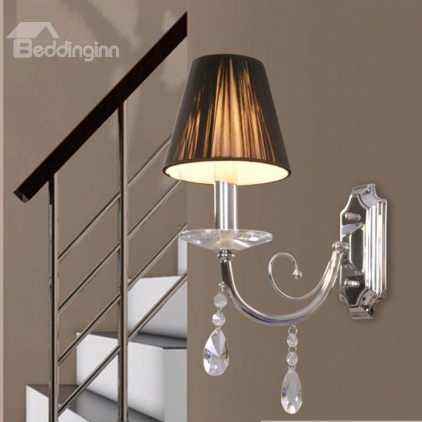 Tempting Elegant Fabric Shade Crystal Wall Light
