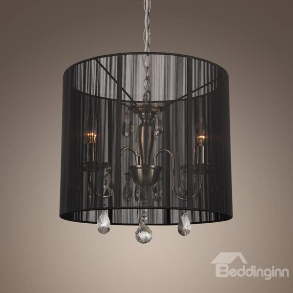 Black Shade Crystal 3 Lights Pendant