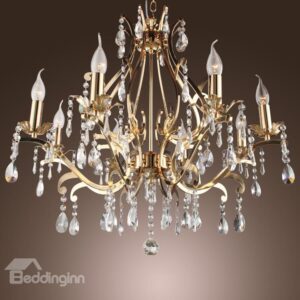 Elegant Golden Crystal 8 Lights Chandelier