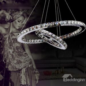 Luxury Unique Two Rings Modern Crystal LED Pendant
