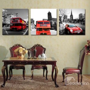 New Arrival Red Bus And Cars Driving On The Streets Film Wall Art Prints