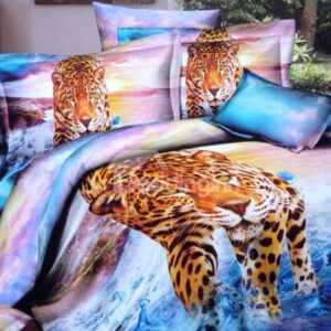 Golden Tiger Stepping into Water Print 3D Duvet Cover Sets