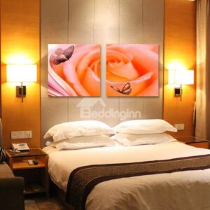 Butterfly Flying around Big Rose Film Art Wall Prints