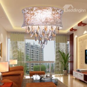Enjoyable Round Metal Crystal Flush Mount