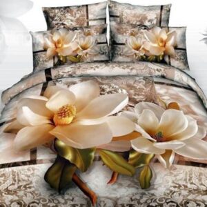 Bright Magnolia with Paisley Flower Print 3D Duvet Cover Sets