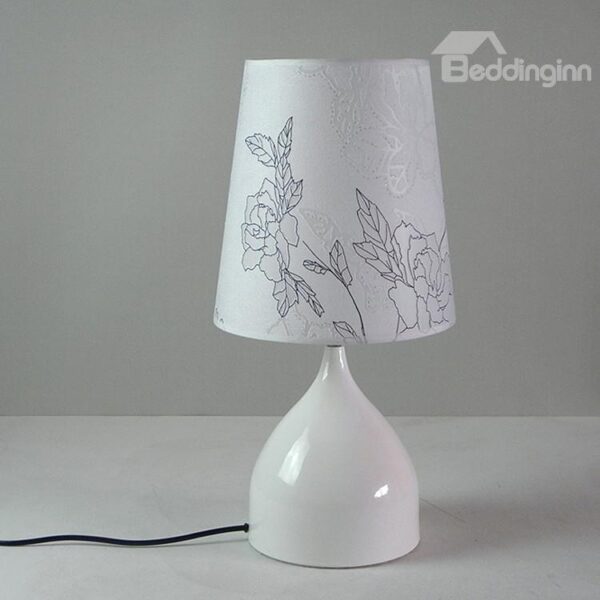 New Arrival Amazing White Floral Fabric Shade 1 Light Lamp