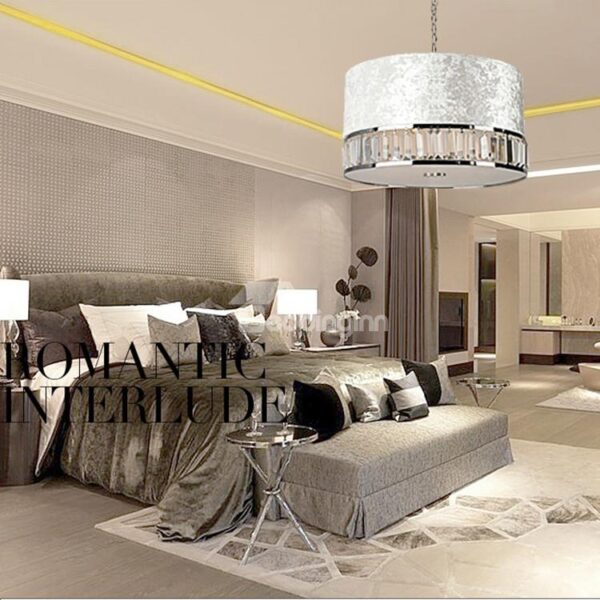 New Arrival Stunning Crystal Fabric Shade 1 Light Pendant