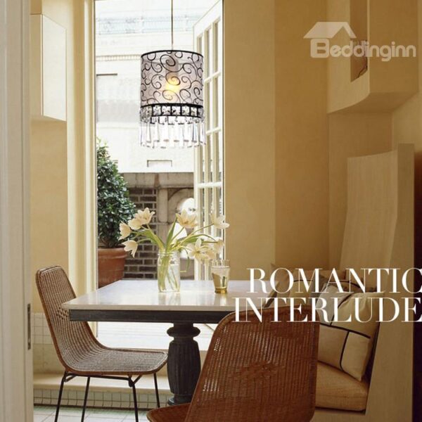 New Arrival Amazing Metal Crystal Fabric Shade 1 Light Pendant
