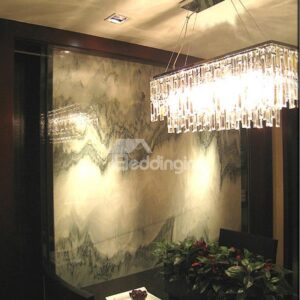 Charming Chrome Base K9 Crystal Rectangle Chandelier