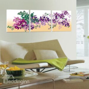 New Arrival Purple Flowers And Green Leaves Canvas Wall Prints