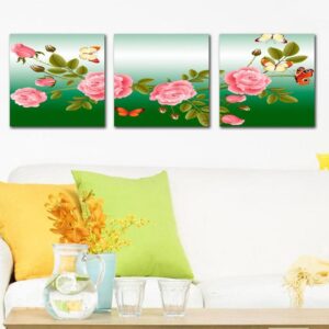 New Arrival Butterflies Flying On The Branch And Pink Flowers Canvas Wall Prints