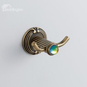 Classic Colorful Crystal Decorated Bronze Finish Brass Double Robe Hooks